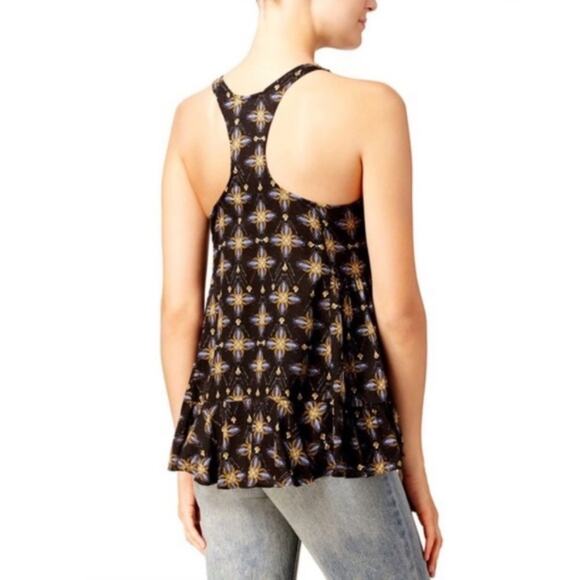 Intimately Free People Black Boho Printed V Neck Tunic Tank NWOT - Picture 4 of 6